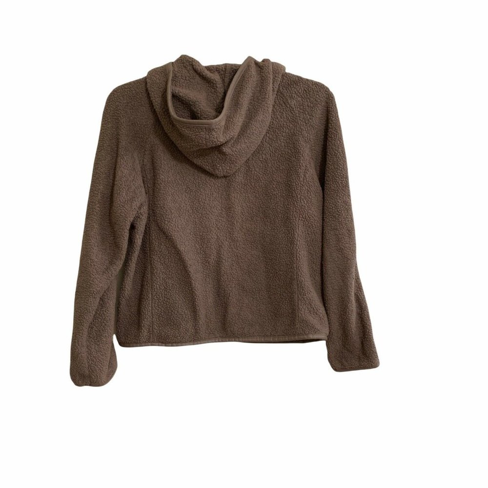 Carmin Brown Size Large Fleece Sherpa Hooded Zippered Jacket - Picture 3 of 6